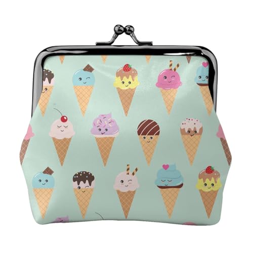 Jbyjbx Kompakte Münzbörse mit Eiscreme-Motiv, niedlich, klein, mit Reißverschluss, mit Kussverschluss, für den täglichen Gebrauch und als Geschenk von JBYJBX