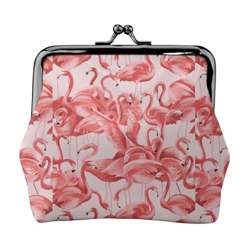 Jbyjbx Kompakte Münzbörse mit Flamingo-Druck, niedlich, klein, Reißverschluss, mit Kussverschluss, für den täglichen Gebrauch und als Geschenk von JBYJBX