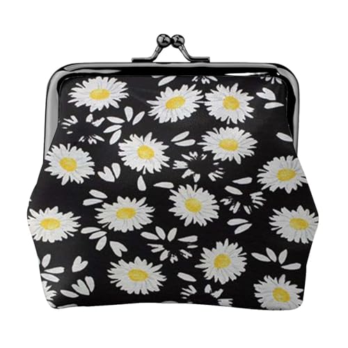 Jbyjbx Kompakte Münzbörse mit Gänseblümchen-Druck, niedlich, klein, Reißverschluss, mit Kussschloss, für den täglichen Gebrauch und als Geschenk von JBYJBX