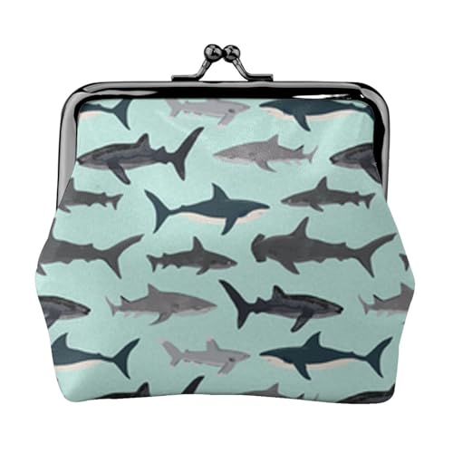 Jbyjbx Kompakte Münzbörse mit Hai-Druck, niedlich, klein, mit Reißverschluss, mit Kussverschluss, für den täglichen Gebrauch und als Geschenk von JBYJBX