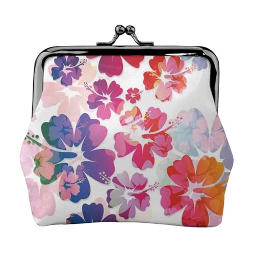 Jbyjbx Kompakte Münzbörse mit Hawaii-Blumendruck, niedlich, klein, mit Reißverschluss, mit Kussverschluss, für den täglichen Gebrauch und als Geschenk von JBYJBX