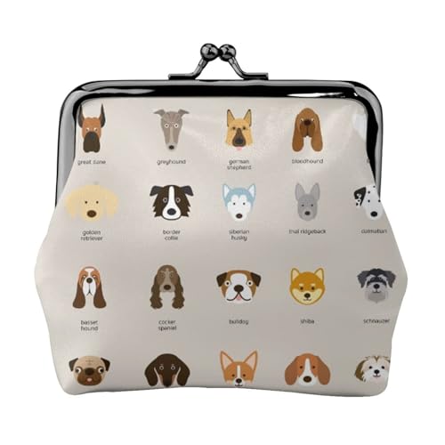 Jbyjbx Kompakte Münzbörse mit Hunderassen-Aufdruck, niedlich, klein, mit Reißverschluss, mit Kussverschluss, für den täglichen Gebrauch und als Geschenk von JBYJBX