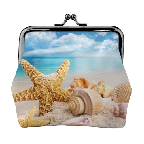 Jbyjbx Kompakte Münzbörse mit Seestern-Muschel-Motiv, niedlich, klein, mit Kussverschluss, für den täglichen Gebrauch und als Geschenk von JBYJBX