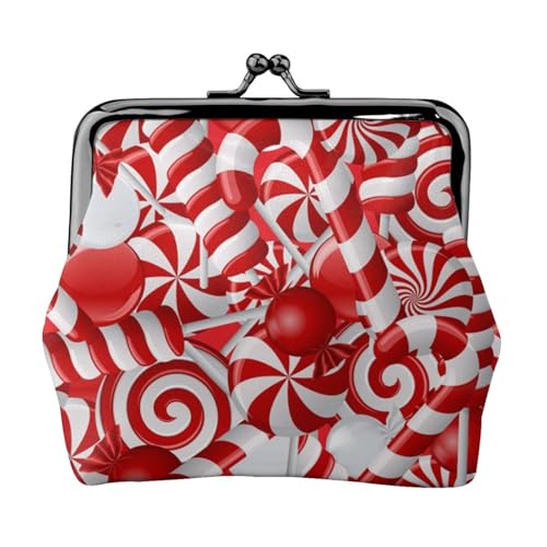 Jbyjbx Kompakte Münzbörse mit Zuckerstangen-Druck, niedlich, klein, mit Reißverschluss, mit Kussverschluss, für den täglichen Gebrauch und als Geschenk von JBYJBX