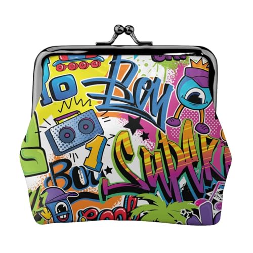 Jbyjbx Kompakte Münzbörse mit buntem Muster, niedlich, klein, mit Reißverschluss, mit Kussverschluss, für den täglichen Gebrauch und als Geschenk von JBYJBX