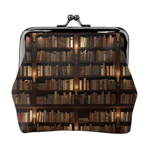 Jbyjbx Kompakte Münzgeldbörse mit Bibliotheks-Bücherregal, niedlich, klein, Reißverschluss, mit Kussverschluss, für den täglichen Gebrauch und als Geschenk von JBYJBX
