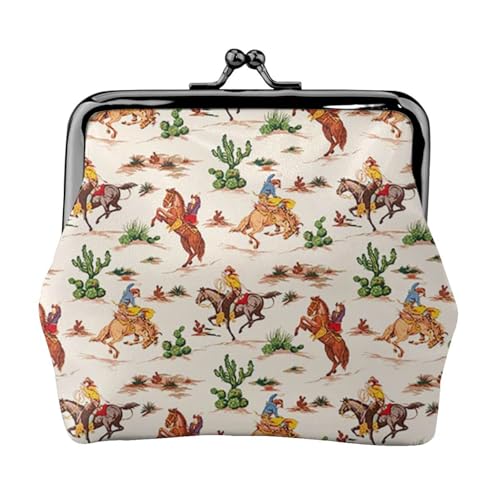 Jbyjbx Kompakte Münzgeldbörse mit Cowboy-Aufdruck, niedlich, klein, Reißverschluss, mit Kussverschluss, für den täglichen Gebrauch und als Geschenk von JBYJBX