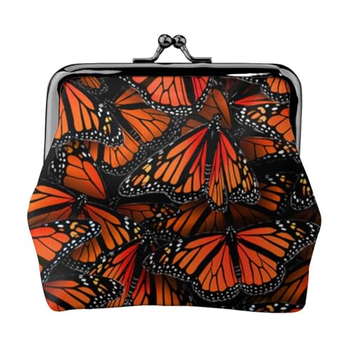 Jbyjbx Kompakte Münzgeldbörse mit Monarch-Schmetterlings-Aufdruck, niedlich, klein, Reißverschluss, mit Kussverschluss, für den täglichen Gebrauch und als Geschenk von JBYJBX