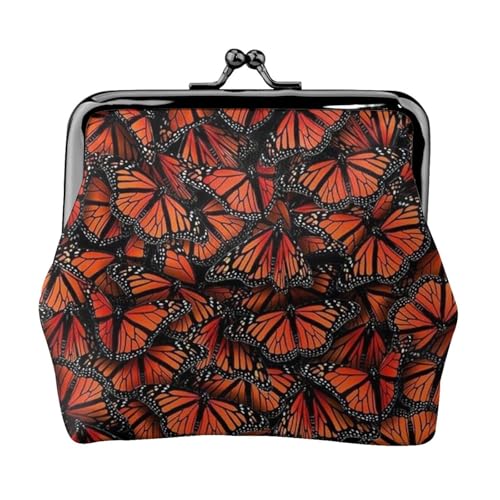 Jbyjbx Kompakte Münzgeldbörse mit Monarch-Schmetterlings-Aufdruck, niedlich, klein, Reißverschluss, mit Kussverschluss, für den täglichen Gebrauch und als Geschenk von JBYJBX