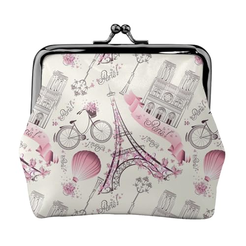 Jbyjbx Kompakte Münzgeldbörse mit Paris-Turm-Blumendruck, niedlich, klein, Reißverschluss, mit Kussverschluss, für den täglichen Gebrauch und als Geschenk von JBYJBX