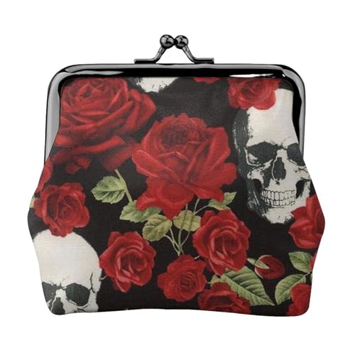 Jbyjbx Kompakte Münzgeldbörse mit Rosen-Totenkopf-Aufdruck, niedlich, klein, mit Reißverschluss, mit Kussverschluss, für den täglichen Gebrauch und als Geschenk Jbyjbx Kompakte Münzgeldbörse mit Rosen-Totenkopf-Aufdruck, niedlich, klein, mit Reißverschluss, mit Kussverschluss, für den täglichen Gebrauch und als Geschenk von JBYJBX