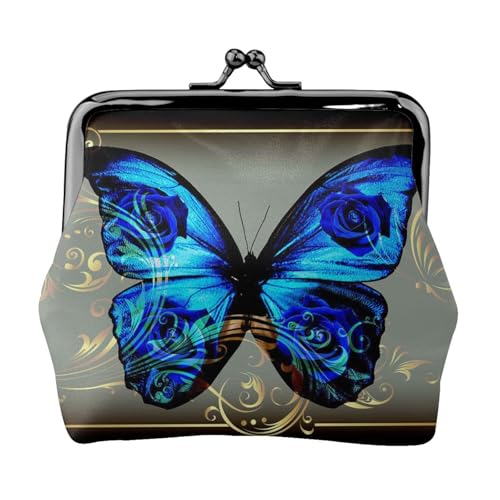 Jbyjbx Kompakte Münzgeldbörse mit Schmetterlingsdruck, niedlich, klein, mit Reißverschluss, mit Kussverschluss, für den täglichen Gebrauch und als Geschenk von JBYJBX