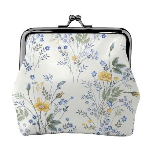 Jbyjbx Kompakte Münzgeldbörse mit blauem Blumenmuster, Rosenmuster, niedlich, klein, Reißverschluss, mit Kussverschluss, für den täglichen Gebrauch und als Geschenk von JBYJBX