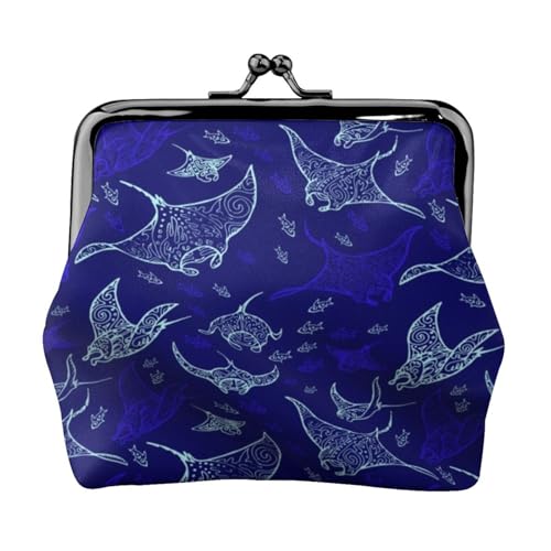 Jbyjbx Manta Ray and Fish Print Compact Coin Purse Cute Small Zipper Wallet With Kiss Lock For Daily Use And Gifts von JBYJBX