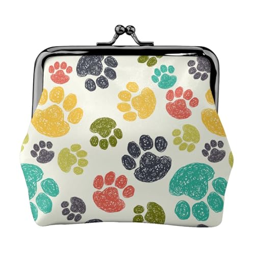 Jbyjbx Niedliche, bunte Geldbörse mit Hundepfotenabdruck, kompakte Münzgeldbörse, niedlich, kleine Reißverschluss-Geldbörse mit Kussverschluss, für den täglichen Gebrauch und als Geschenk von JBYJBX