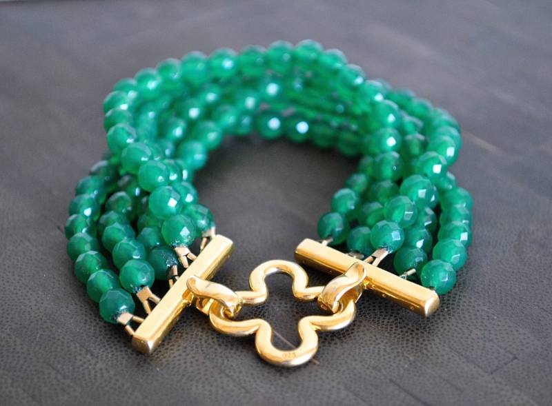5 Strand Grüner Achat Klee Armband 5 Strand Grüner Achat Klee Armband von JBeseda