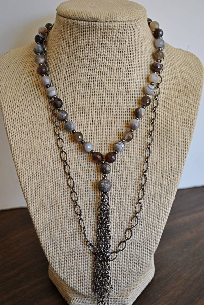 Handmade Tassel-Kette Mit Botswana-Perlen Handmade Tassel-Kette Mit Botswana-Perlen von JBeseda