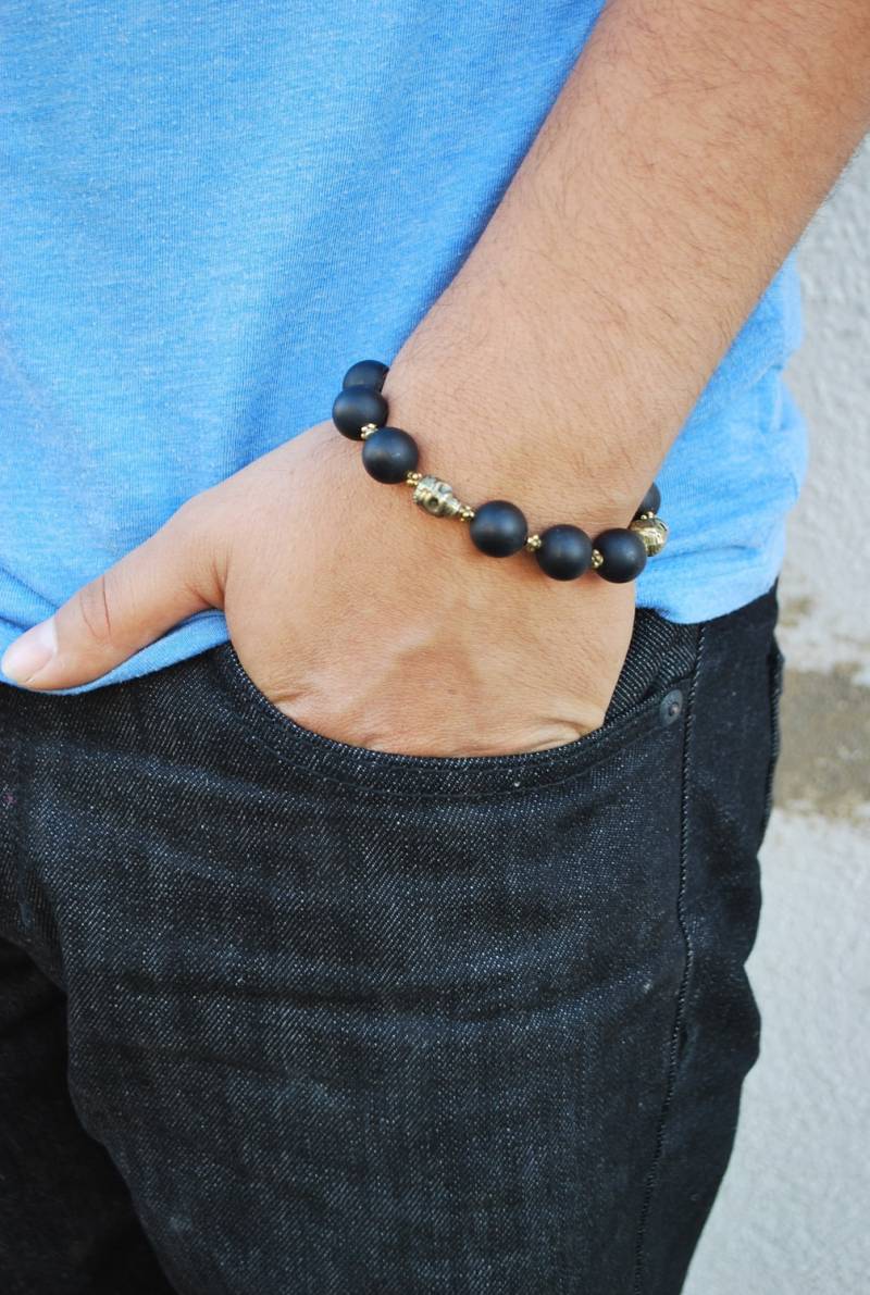 Skulls Mit Black Onyx Armband Handgemachtes Ist Sehr Einzigartig Und Ein Einzigartiges Geschenk von JBeseda