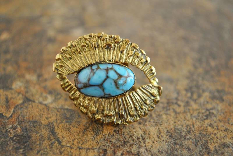 Vintage Faux Turquoise-Ring Oder Brosche von JBeseda