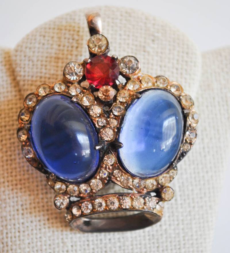 Vintage Sterling Silber Krone Unsigniert Trifari Brosche von JBeseda