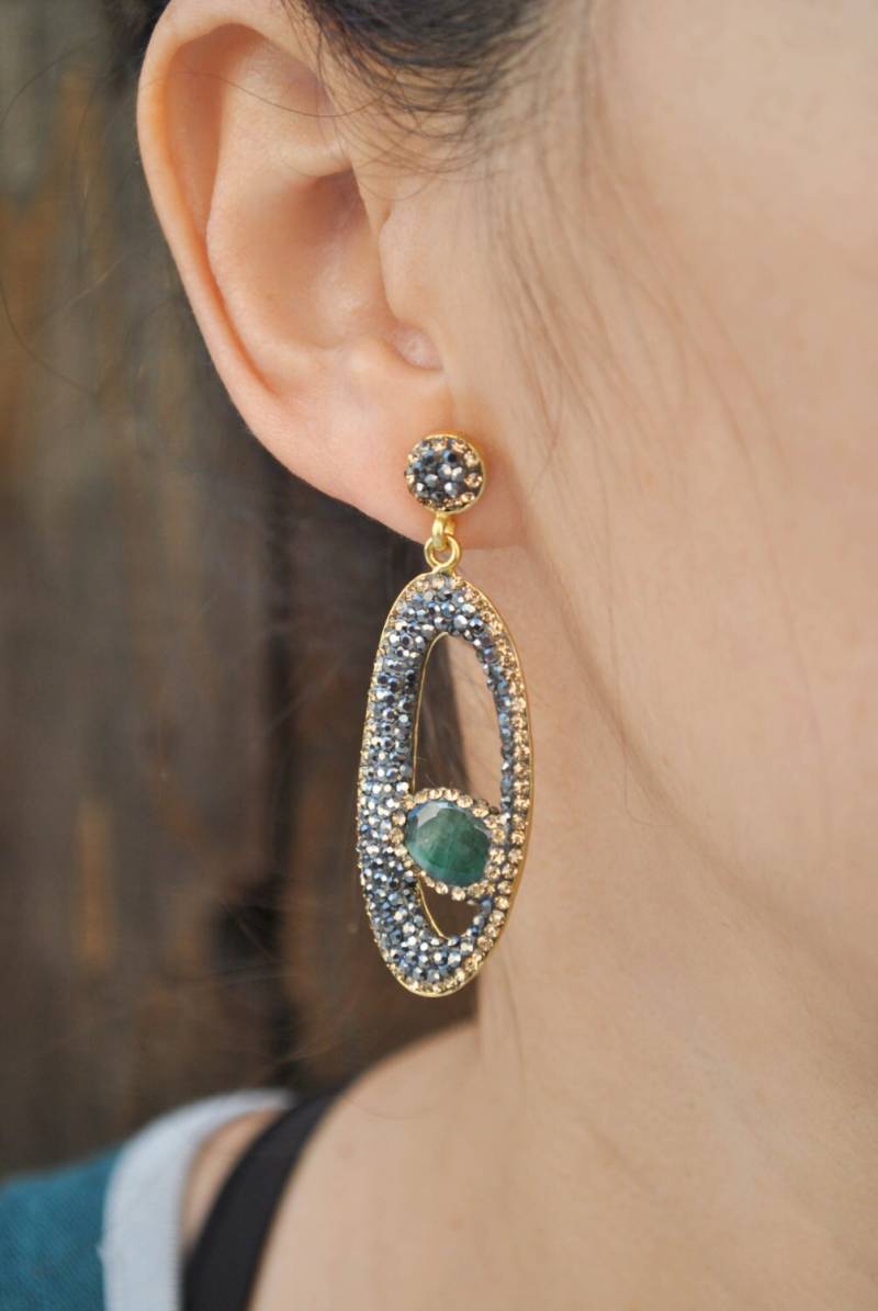 sterling Silber Über Vergoldet Gold Swarovski Kristall Ohrringe von JBeseda