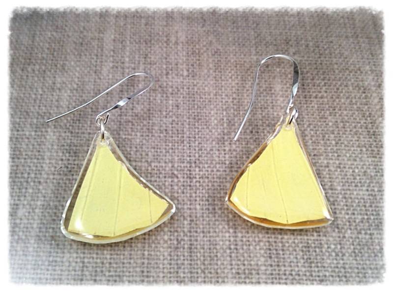 Echter Schmetterling Flügel Schmuck; Statement Ohrringe; Insekt Schmetterlingsohrringe; Gelb; Schwarz; Hand Geschnitten Dreiecke; Schmuck-Unikate von JBirdsPerch