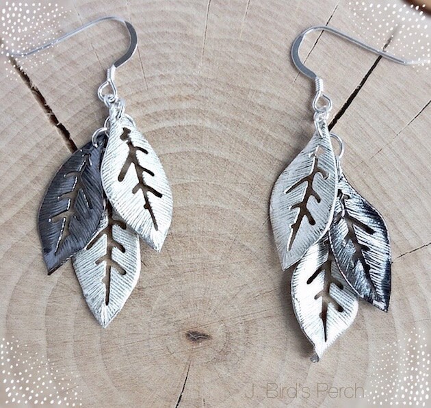 sterling Silber Ohrringe; Blatt Matt Ohrringe Baumeln; Natur Inspiriert Drei sterling Silber Ohrringe; Blatt Matt Ohrringe Baumeln; Natur Inspiriert Drei von JBirdsPerch