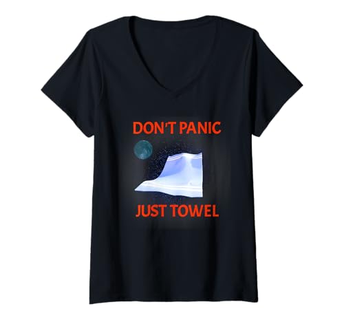 Damen Keine Panik. Nur EIN Handtuch. T-Shirt mit V-Ausschnitt von JC Designs