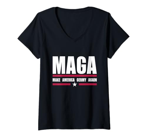 Damen MAGA - Macht Amerika Wieder Deutschland T-Shirt mit V-Ausschnitt Damen MAGA - Macht Amerika Wieder Deutschland T-Shirt mit V-Ausschnitt von JC Designs