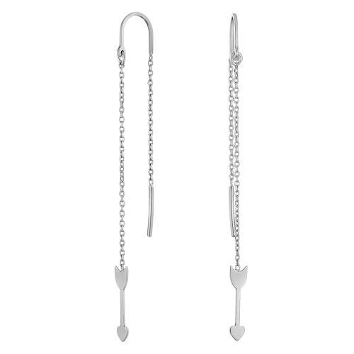 JC Jeweller Carat Damen Einfädel Ohrringe 925 Sterling Silber rhodiniert Zirkonia mit Geschenkbox (Pfeil) von JC JEWELLER CARAT