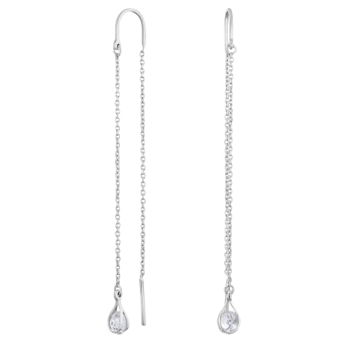 JC Jeweller Carat Damen Einfädel Ohrringe 925 Sterling Silber rhodiniert Zirkonia mit Geschenkbox (Tropfen) von JC JEWELLER CARAT