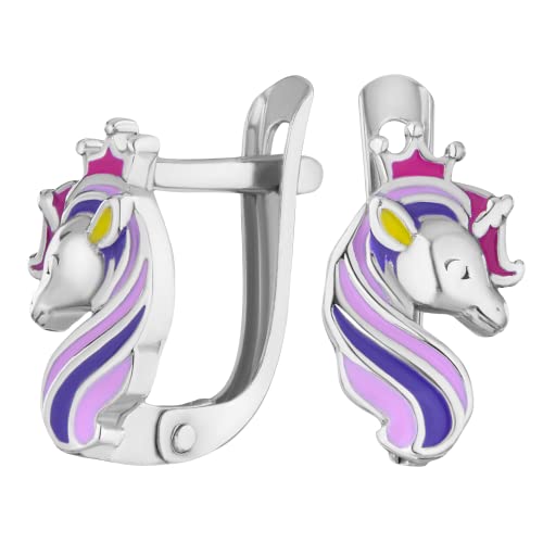 JC Jeweller Carat Mädchen Ohrringe 925 Sterling Silber Rhodiniert Emaille Geschenkbox Schmuck Kaninchen Design Babys Kinder Teen (Einhorn Englisch Schloss) von JC JEWELLER CARAT