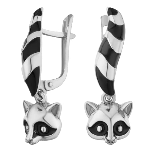 JC Jeweller Carat Mädchen Ohrringe 925 Sterling Silber Rhodiniert Emaille Geschenkbox Schmuck Kaninchen Design Babys Kinder Teen (Waschbär Englisch Schloss) von JC JEWELLER CARAT