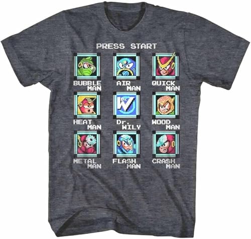 Megaman Player Select Start Screen Mens T Shirt Rokkuman 8Bit Pixel Gamer Capcom XL von JC KOO