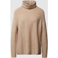 JC Sophie Rollkragenpullover mit gerippten Abschlüssen in Sand Melange, Größe M von JC Sophie