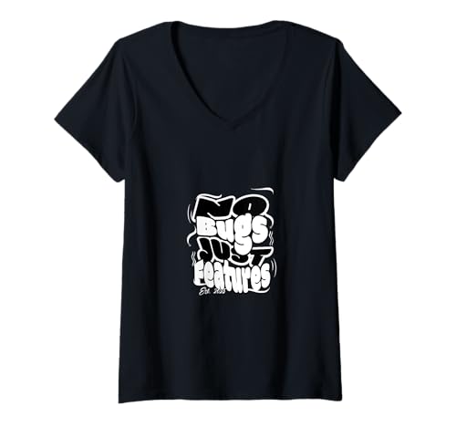 Damen Keine Bugs nur Funktionen – Entschuldigung für ungeplante Softwarefehler T-Shirt mit V-Ausschnitt von JC T-Shirts