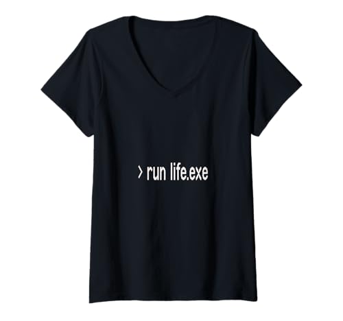 Damen > run life.exe, vergiss nicht zu leben T-Shirt mit V-Ausschnitt von JC T-Shirts