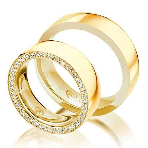 2x Eheringe Vollkranz Zirkonia Gold Plattiert 925 Silber Verlobungsringe Trauringe Freundschaftsringe LC11.3 2x Eheringe Vollkranz Zirkonia Gold Plattiert 925 Silber Verlobungsringe Trauringe Freundschaftsringe LC11.3 von JC Trauringe