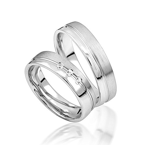 Eheringe Verlobungsringe Trauringe Freundschaftsringe Silber 925 Sterling *inkl. GRATIS Etui und Steinen* von JC Trauringe