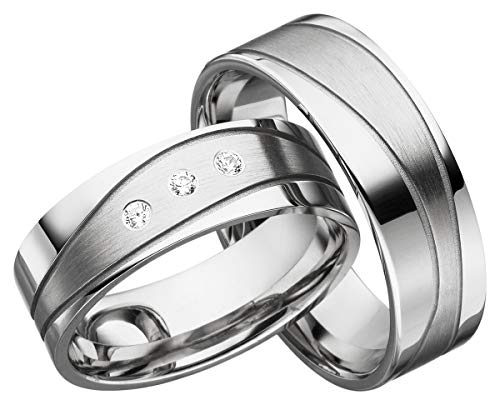 JC Eheringe Verlobungsringe Trauringe Freundschaftsringe Silber 925 Sterling * inkl. GRATIS Etui und Zirkonia Steine* S057 von JC Trauringe