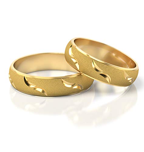 JC GOLD Trauringe - Gelbgold Eheringe inklusive Stein und Gravur im Paarpreis PL130 (14 Karat (585) Gelbgold) von JC Trauringe