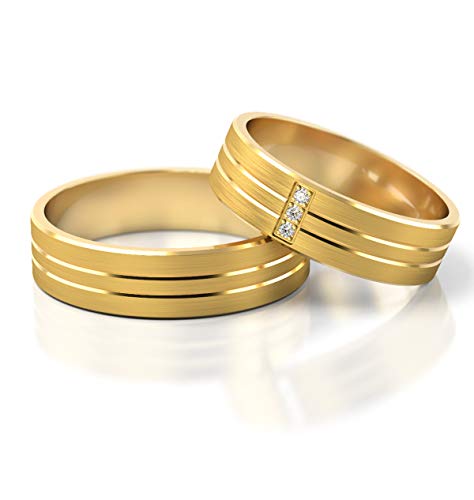 JC Gold Trauringe - Gelbgold Eheringe inklusive Steine und Gravur im Paarpreis PL206 (8 Karat (333) Gelbgold) von JC Trauringe