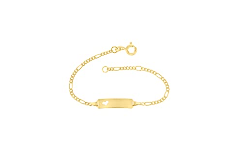 JC Schmuck 333 Gold Baby ID-Armband Kinder Armband 14 cm Figaro Armkettchen mit Herz Goldarmband mit Gravur Taufarmband Gold Namensarmband Taufe Geburtstag Kinderschmuck made in Germany 5.53052HERZ von JC Trauringe