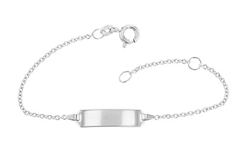 JC Schmuck 585 Gold Baby ID-Armband Kinder Goldarmband 14 cm I Baby Armband Weißgold I Ankerkette Armband mit Gravur Taufarmband Gold Namensarmband I Kinderschmuck made in Germany I 505.53351 von JC Trauringe