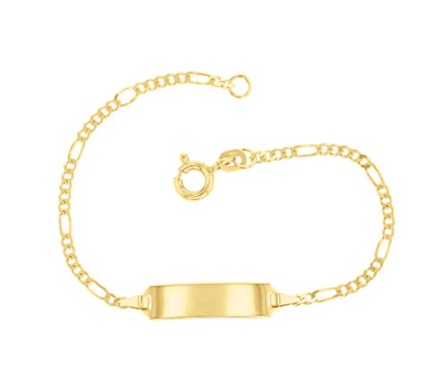 JC Schmuck 585 Gold Baby ID-Armband Kinder Goldarmband 14 cm I Figaro Armband mit Gravur I Gold Namensarmband I Babyarmband mit Namen I Kinderschmuck made in Germany I 5.53052 von JC Trauringe