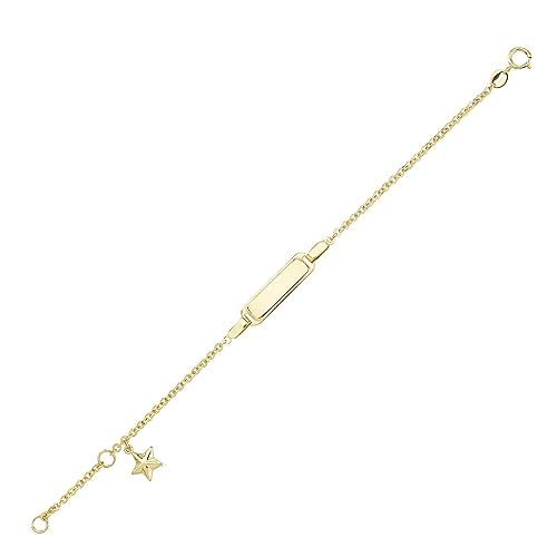 JC Schmuck 585 Gold Baby ID-Armband Kinder Goldarmband mit Stern 14 cm I Anker Armband mit Gravur Taufarmband Gold Namensarmband I Babyarmband mit Namen I Kinderschmuck made in Germany I 8485 von JC Trauringe