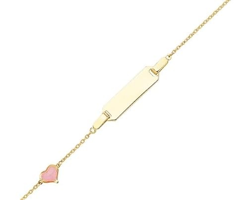 JC Schmuck 585 Gold Baby ID-Armband Kinder Goldarmband mit rosa Herz 14-16 cm I Anker Armband mit Gravur Taufarmband Gold Namensarmband I Babyarmband mit Namen I Kinderschmuck made in Germany I 8628 von JC Trauringe