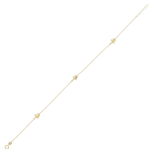 JC Schmuck | Damen Fusskette in 585 Gold mit Sternen | Fußkette Fußkettchen Ankerkette Schmuck | Länge verstellbar 23 cm bis 25 cm | 8421 von JC Trauringe