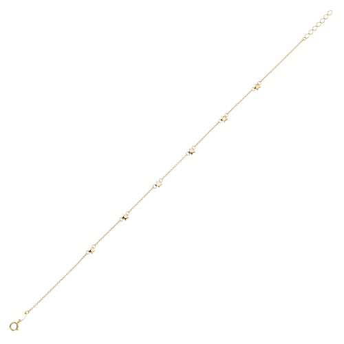 JC Schmuck | Damen Fusskette in 585 Gold mit Sternen | Fußkette Fußkettchen Ankerkette Schmuck | Länge verstellbar 23 cm bis 25 cm | 8447 von JC Trauringe