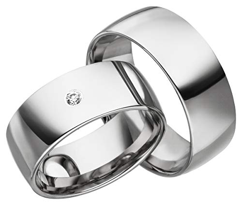 JC Trauringe 2 x Eheringe 925 Silber PAARPREIS inkl. Diamant und Gravur Ehe-ringe Verlobungs-ringe Brillant Heiraten Wedding Rings Partnerringe Platin Gold Weißgold S068 von JC Trauringe